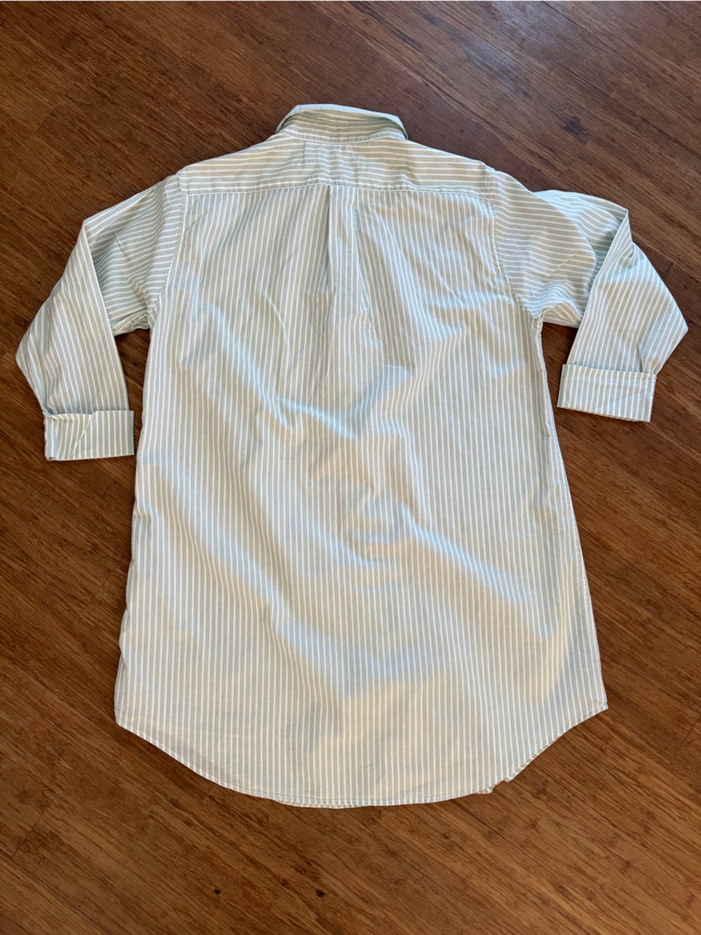 Ralph Lauren Green Label, Green/white striped Cotton Sleep Shirt, Sz M - Picture 6 of 7